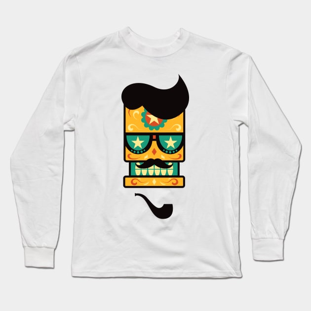 Sugar Skull Hipster Style Long Sleeve T-Shirt by NiceIO